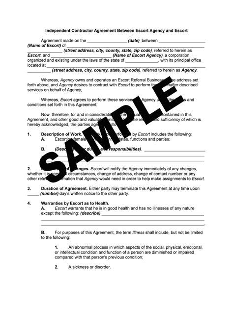 escort agency contract template pdf|Get the free escort independent contractor agreement